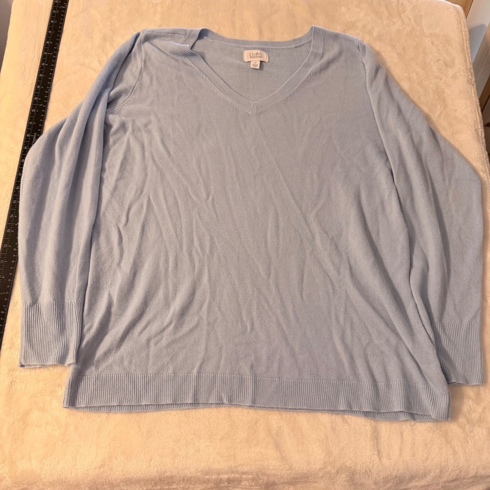 Croft & Barrow Light Blue V-Neck Long Sleeve Knit Sweater Womens Plus 1X
